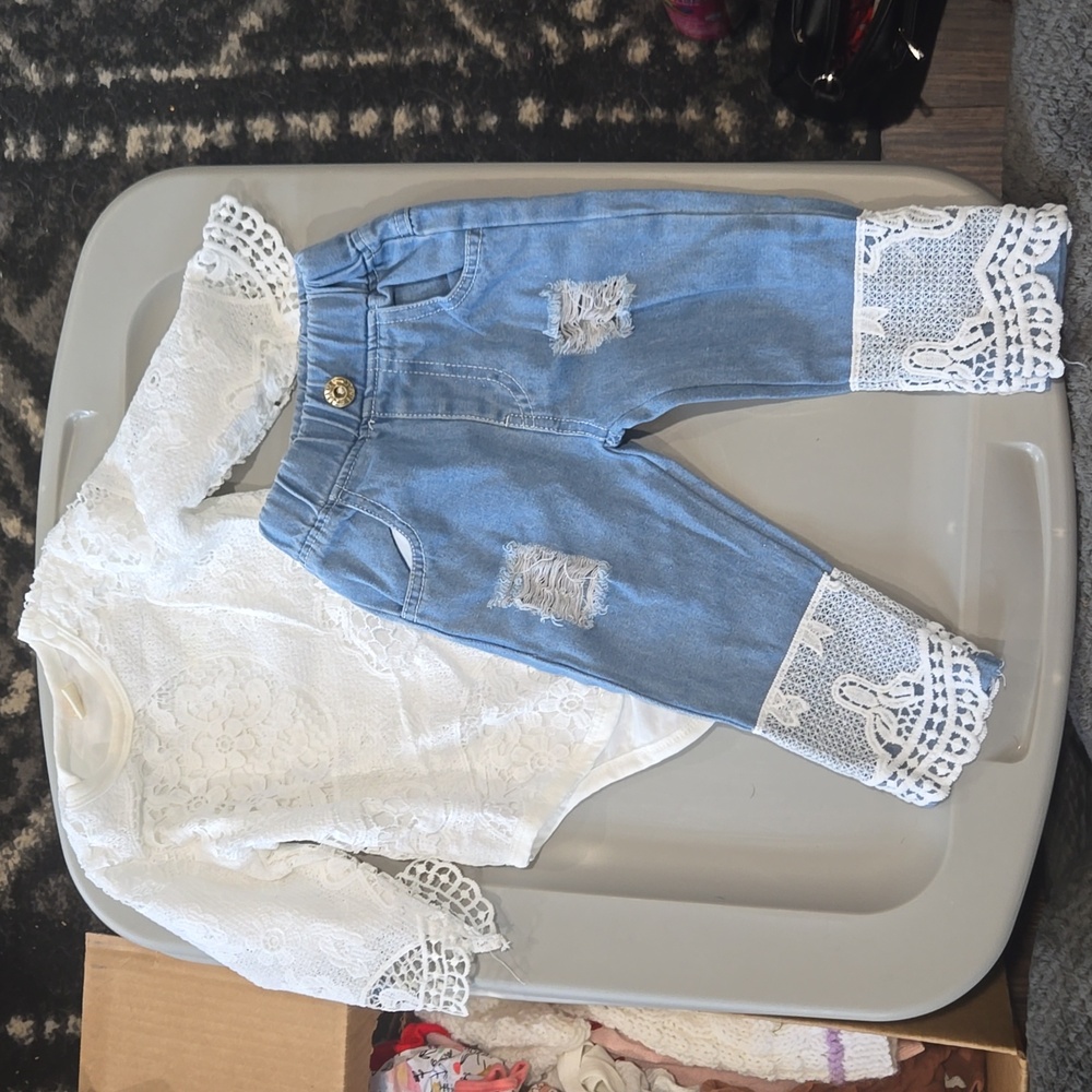 Lace top with jeans